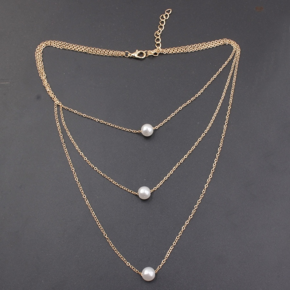 "Mermaid's Pearls" Layered Chic Gold Necklace - Picture 6 of 7